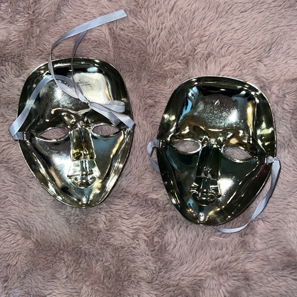 Set of 2 Silver & Pink masks 🎭 theme parties Mardi Gras holiday dressup costume - Picture 8 of 8